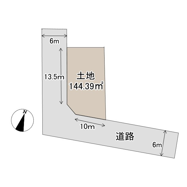 売土地　静岡市清水区三保の土地図|144.39平米（約43坪）、南西角地なので陽当たり、風通しが期待できます！