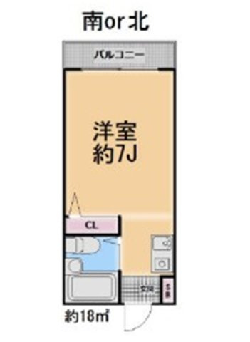 ジャルダン宝塚弐番館の間取り|１Ｋタイプです
