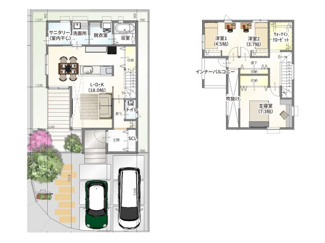 【参考プラン】 | 城陽市寺田尺後　売土地　建築条件無し | 自由設計になりますので設計士と直接お話していただきオンリーワンのおうちづくりが可能です！需要の多いランドリールームも実現可能です。一緒に楽しくお家づくりをしていきましょう！