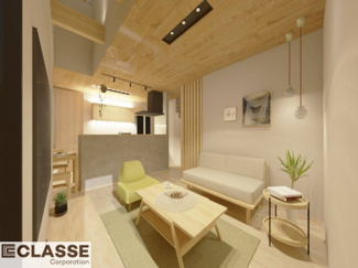 【完成予想図】 | 城陽市寺田尺後　売土地　建築条件無し | アトリエスタイルハウス仕様の窓はペアガラス、サッシはアルミ×樹脂複合のハイブリットサッシを採用。ガラスの間には断熱性の高いアルゴンガスを充填しておりますので、より断熱性能が高まる仕様になっております。