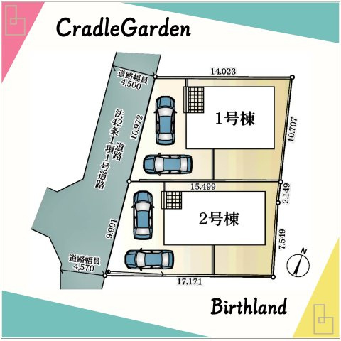 新築戸建・新築建売　熊谷市石原第7　石原小・荒川中の前面道路含む現地写真|駐車場は2台駐車可能！