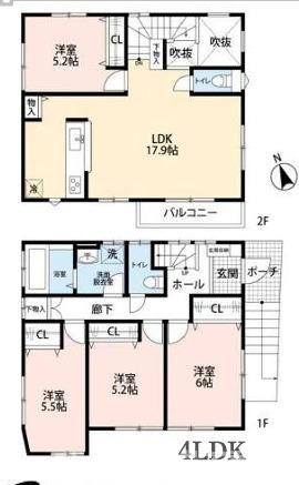 藤沢市鵠沼藤が谷２丁目　新築戸建の間取り|南東向き4LDK