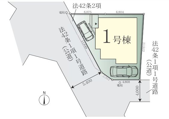 緑区二本松1丁目新築戸建て　3期1号棟の区画図|区画図「緑区二本松1丁目新築戸建て　1号棟」