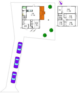 【その他】 | 建物参考プラン：間取り5LDK、木造2階建、建物面積延137.69平米（1F72.29平米、2F65.40平米)