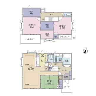 【間取り】 | きよみ野4丁目戸建て | 3LDK＋納戸＋書斎