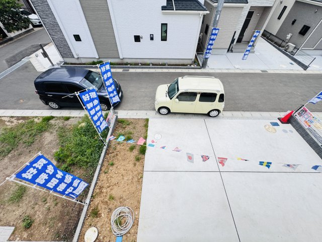 松戸市栗ケ沢新築戸建【栗ケ沢小学校：10分】の展望|バルコニーより道路側眺望・南道路で日当たり良好♪