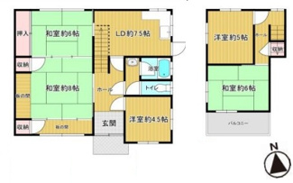 【間取り】 | 川西市多田院２丁目中古戸建　広いお庭 | ５DKの間取りでファミリー様におすすめです♪南向きで陽当たり良好です！