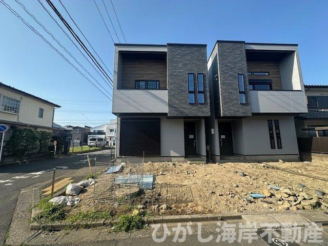 茅ヶ崎市浜之郷　新築戸建　全２棟の外観|2月14日撮影　建築中　現地外観