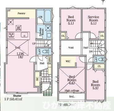 茅ヶ崎市浜之郷　新築戸建　全２棟の間取り|南向き　３SLDK
