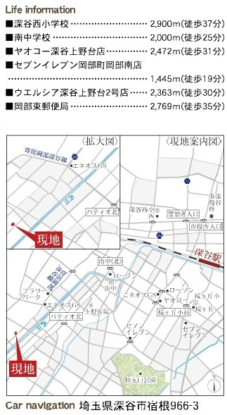 【仲介手数料無料】新築戸建　深谷市宿根966-3（全1棟　大型平屋住宅）の地図