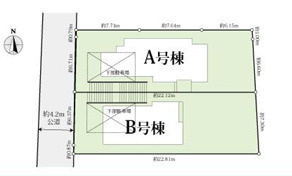 鎌倉市稲村が崎5丁目　新築戸建　全２棟の区画図|対象地はA号棟です
