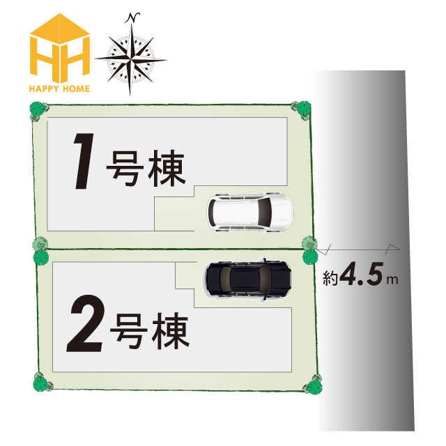 リナージュ塚口町5丁目新築一戸建て│3LDK+駐車1台可の前面道路含む現地写真|前面道路は東側に約4.5ｍ幅です。