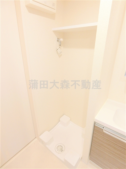 ブライズ多摩川DUEの洗面所|棚付きの洗濯機置き場　脱衣所