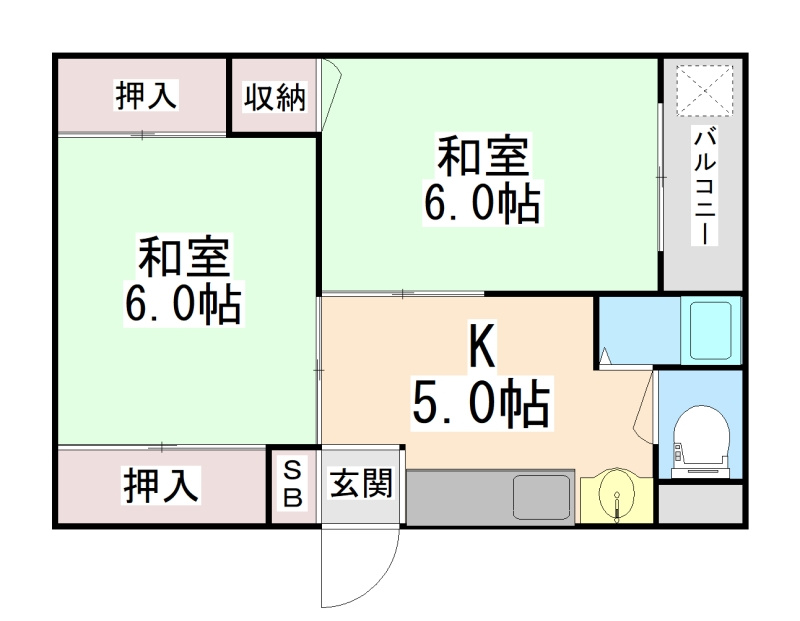 六甲コーポラスの間取り