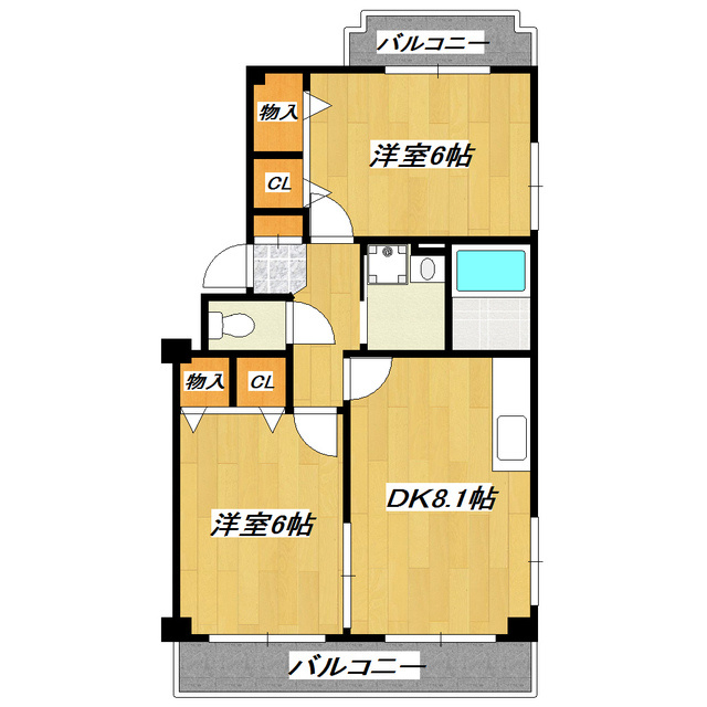 メイプル小岩の間取り|振分タイプの２DKです。