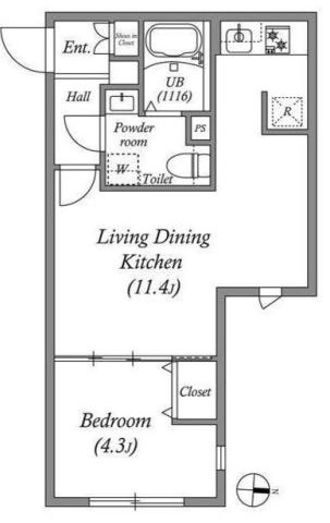 LUORE池上の間取り|東向きの1LDK