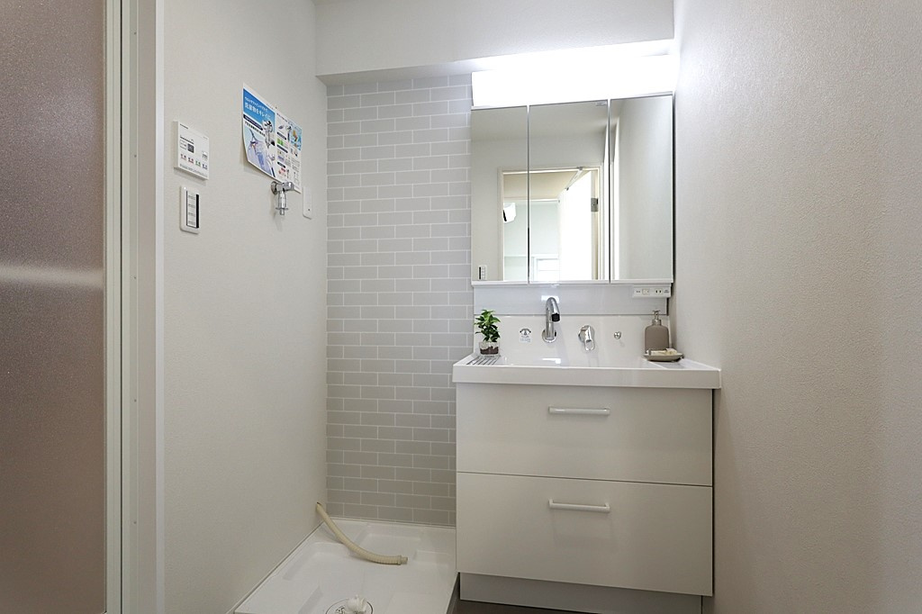 ダイアパレス三国2号館の洗面所|洗面化粧台は新調済です。