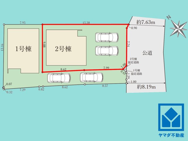 伏見区醍醐南里町　1期　2号棟の区画図