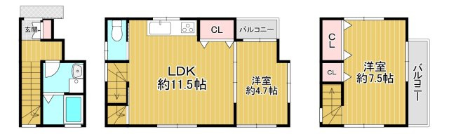 松戸市常盤平陣屋前貸家の間取り
