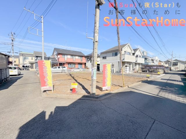 【サンスタ現地販売物件】福生市熊川　建築条件無し売地　2号区画の前面道路含む現地写真