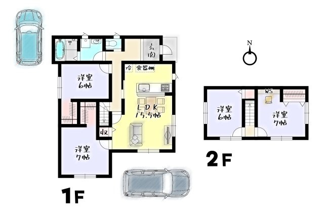 RESET HOUSE－リセットハウス－小倉北区小文字の間取り|1階2部屋居室付きの4LDK♪1階に寝室2部屋確保できます♪