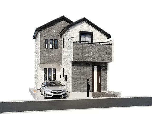 練馬区富士見台1丁目　堂々完成　ZEH水準　省エネ邸宅の外観パース