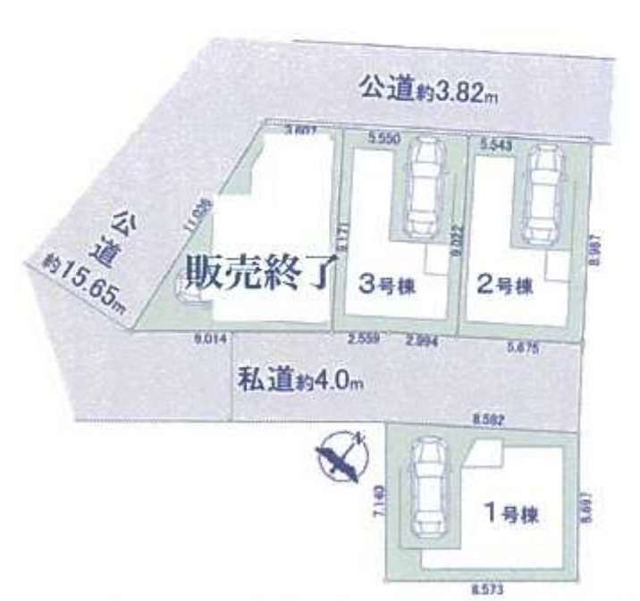 新築分譲住宅　下並木　1号棟の区画図