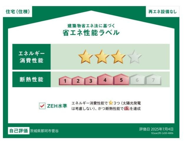 仮）那珂市菅谷字江向東新築アパートの外観|省エネ性能ラベル