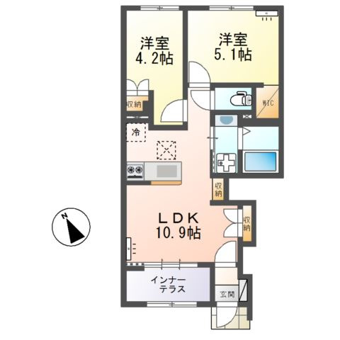仮）ひたちなか市足崎字原 新築アパートⅡ期の間取り