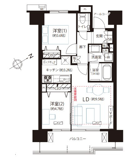 グランスイート三軒茶屋スカイテラスの間取り