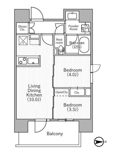 ニド元浅草の間取り|インターネット無料、カウンターキッチン
