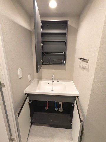 ニド元浅草の設備|トイレと独立した脱衣洗面室、洗面台の下にヘルスメーターストックスペースあります