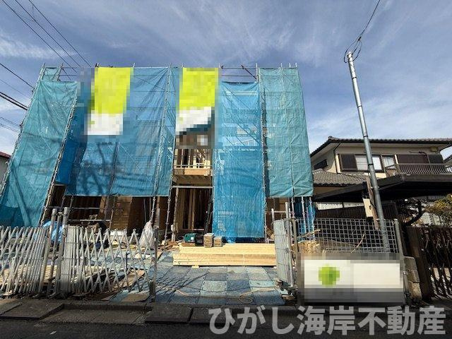 茅ヶ崎市浜之郷　新築戸建　全２棟の外観|2月14日撮影　建築中　現地外観
