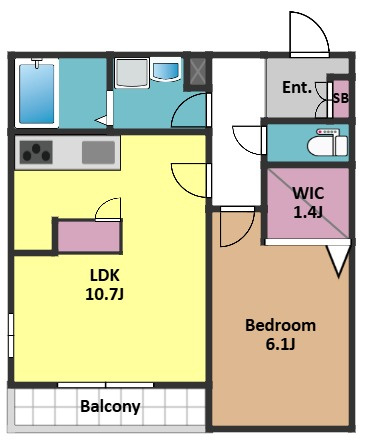 【間取り】 | CLOVER COURT | 南向きの1LDK