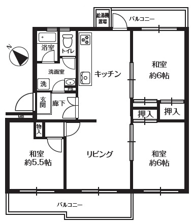 【間取り】 | 若葉台第二住宅団地19号棟 | ３LDK