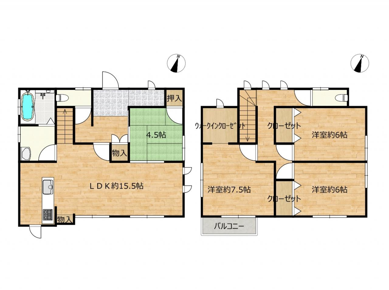 政枝町1丁目　中古戸建の間取り