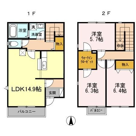 リースランド今　A棟の区画図
