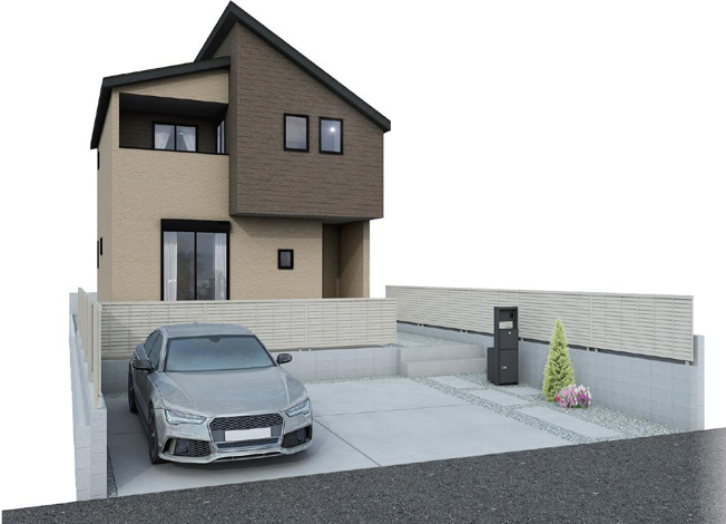 【外観パース】 | 我孫子市柴崎台3丁目01期　新築戸建 | 天王台駅徒歩10分で通勤・通学も安心です(*^^*)