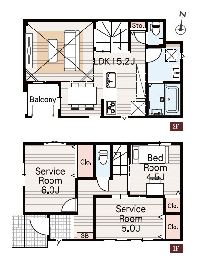 練馬区桜台6丁目　家事ラクプラン　低層エリアの限定2棟の間取り|3号棟　1LDK+2S+カースペース　敷地面積80.00ｍ2　建物面積 76.74ｍ2