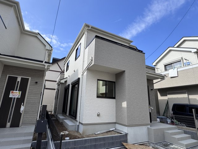 松戸市栗山新築戸建の外観|A号棟・完成済み内覧可能です！