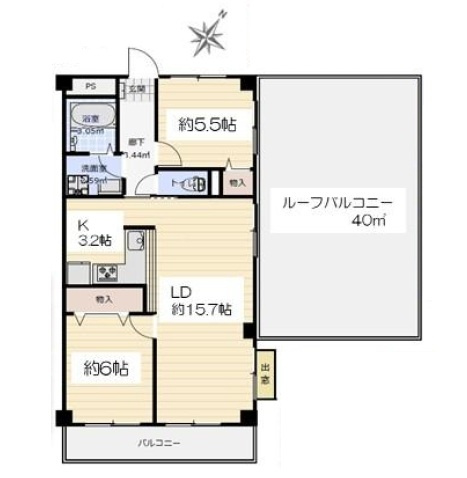 【間取り】 | ハイマート川越 | ２LDK