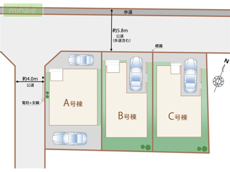 【区画図】 | 小学校８分　スーパー９分　ファミリークローク　習志野台８　全3棟　B号棟