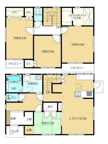 花巻市東和町土沢８区　土地建物の間取り