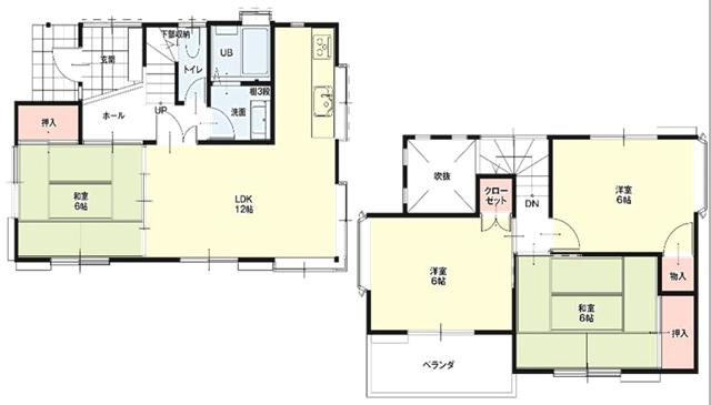 久喜市桜田1期　中古一戸建ての間取り|LDKは６帖和室と間続きで空間を広くお使い頂けます♪