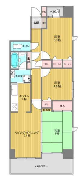 呉三条1丁目分譲賃貸マンションの間取り