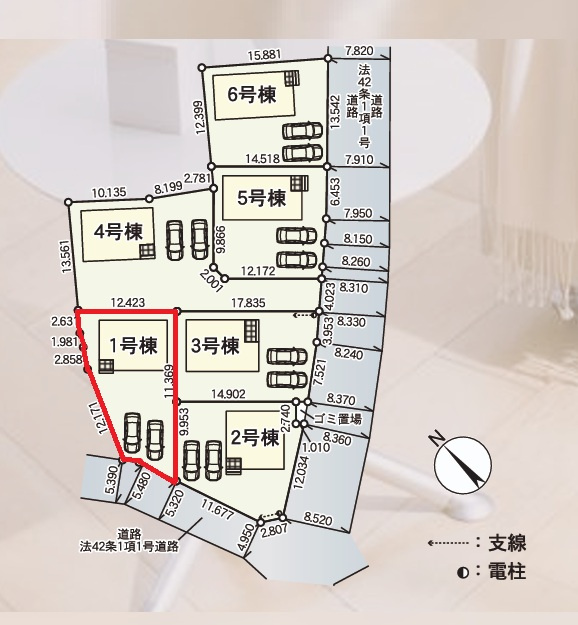 Cradlegarden　 那珂市瓜連　第14　1の区画図|並列駐車可能なカースペース確保。気になる他の物件と合わせての現地ご案内も可能です。HPから、またお電話でも、お気軽にお問い合わせください。

