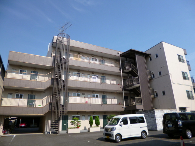 ハイムジョイフルの外観|南向きのマンションです。