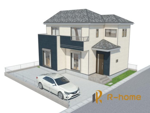 水戸市曙町　新築戸建て　A号棟の外観パース|2026年4月完成予定！近隣の同仕様完成物件をご見学いただけます♪