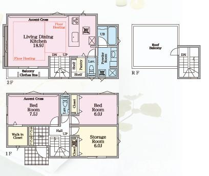 藤沢市片瀬山１丁目　新築戸建　全３棟の間取り|2LDK+S