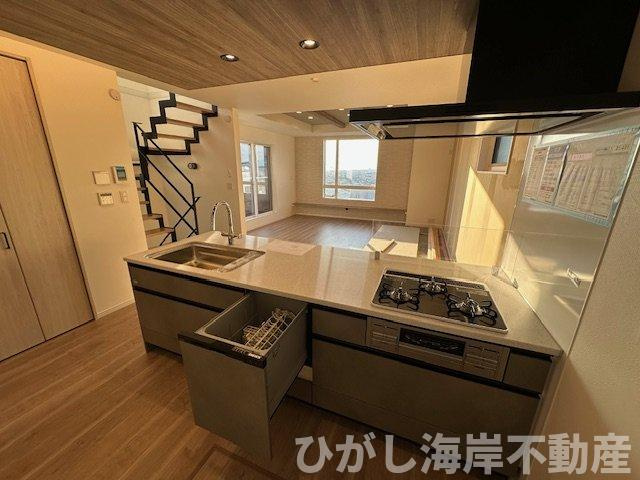 藤沢市片瀬山１丁目　新築戸建　全３棟のキッチン|食洗機付きシステムキッチン